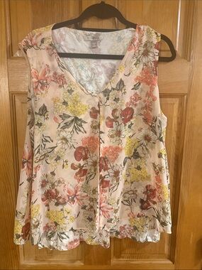 Roz & Ali floral sleeveless blouse size 1X .